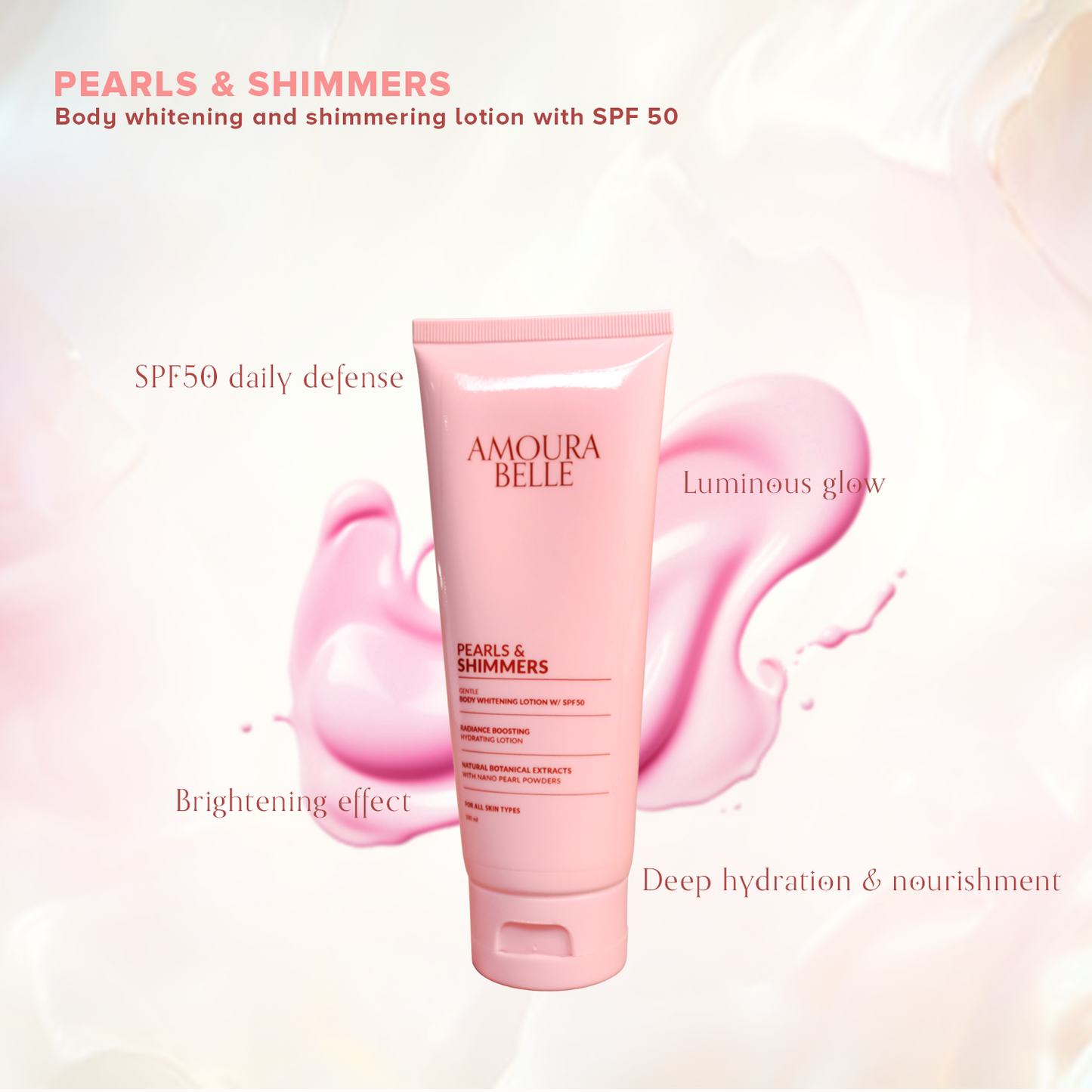 AMOURA BELLE Pearls and Shimmers Whitening Body Lotion SPF50 100mL