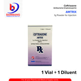 AMTRIX Ceftriaxone Antibacterial (Cephalosporin) 1g 1 Vial + 1 Diluent