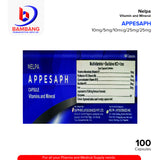 APPESAPH Multivitamins + Buclizine HCI + Iron Vitamin and Minerals Capsule 100's