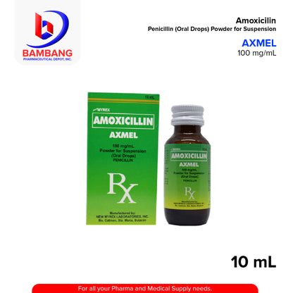 AXMEL Amoxicilin Penicillin (Oral Drops) Powder for Suspension 100mg/mL 10mL
