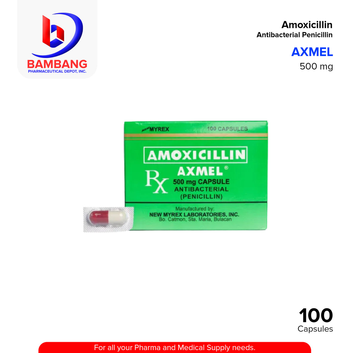 AXMEL Amoxicillin 250mg Penicillin Capsule 100's – Bambang ...