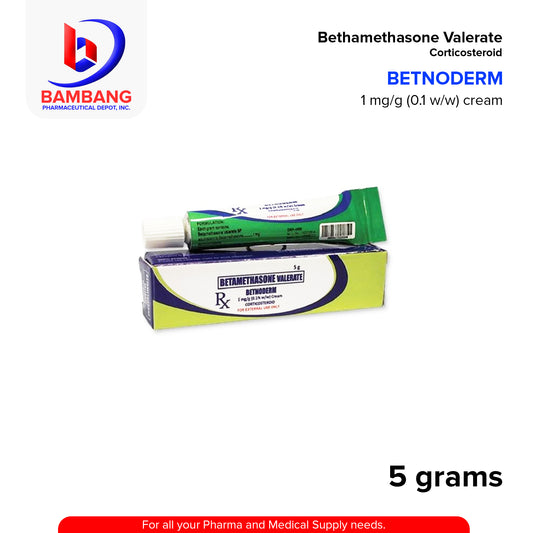 Betamethasone Valerate (Betnoderm) 1mg/g (0.1% w/w) Corticosteroid Cream 5g