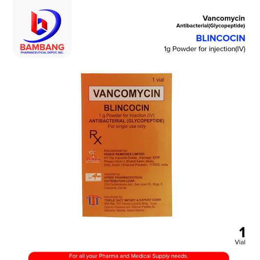 BLINCOCIN Vancomycin 1g Powder for Injection I.V Vial 1's