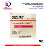 CANOCARE IV Cannula with Wings and Injection Port Radio Opaque Catheter 1.1x32mm Flowrate 60ml/min 20G 100's