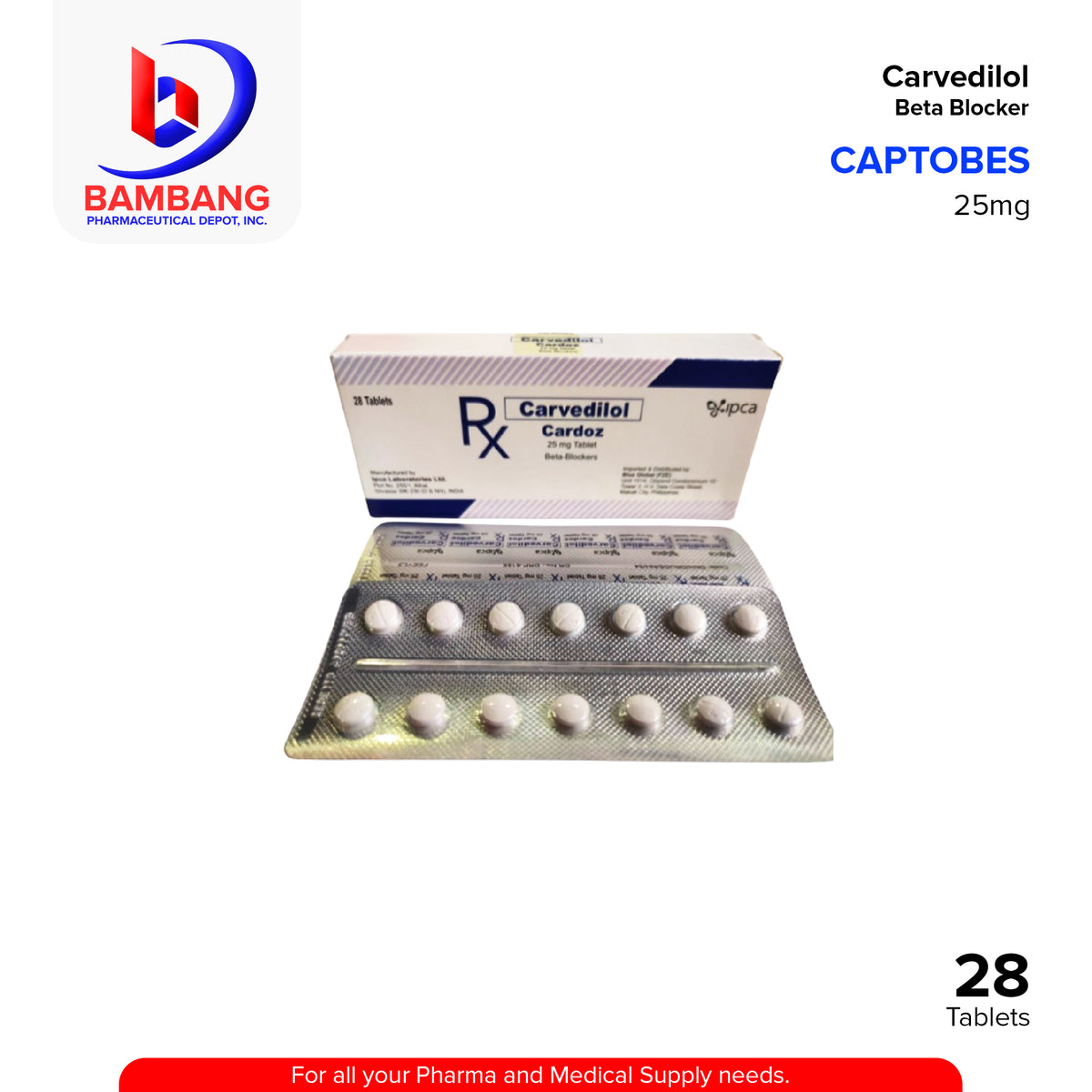 Cardoz Tablets CARDOZ Carvedilol Beta Blockers 25mg Tablet 28's – Bambang ...