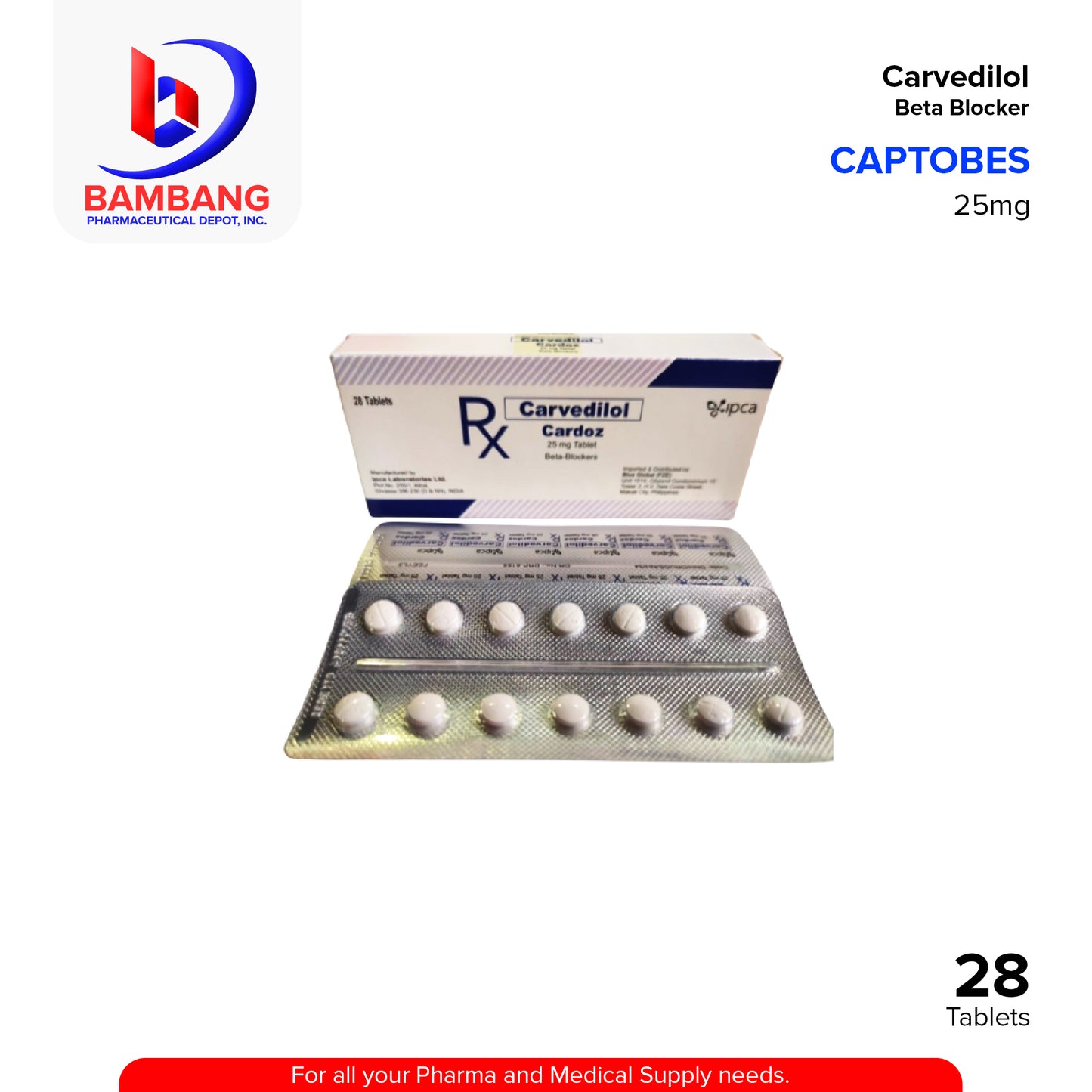 CARDOZ Carvedilol Beta Blockers 25mg Tablet 28's