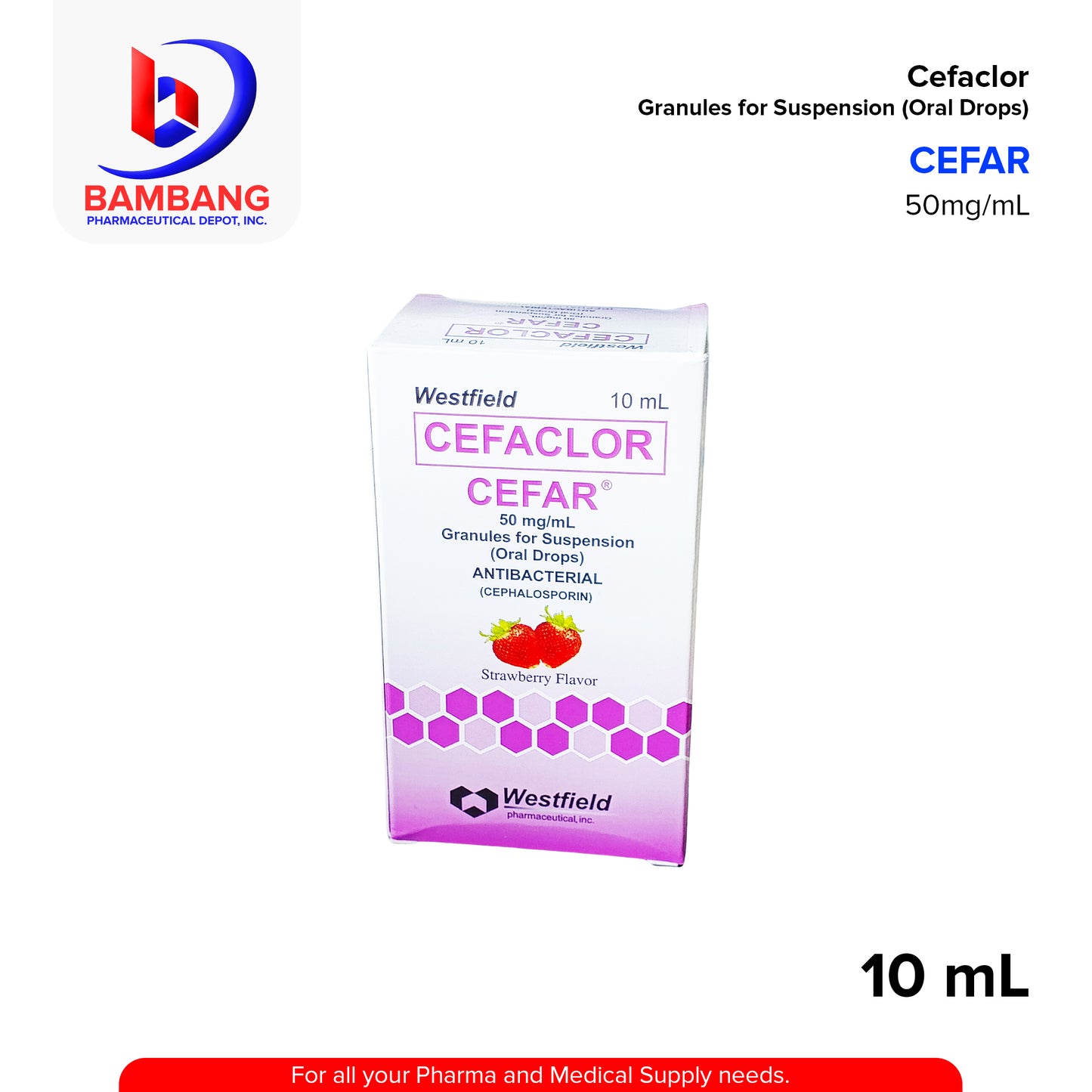 CEFAR Cefaclor Granules for Suspension (Oral Drops) 50mg/mL 10 mL