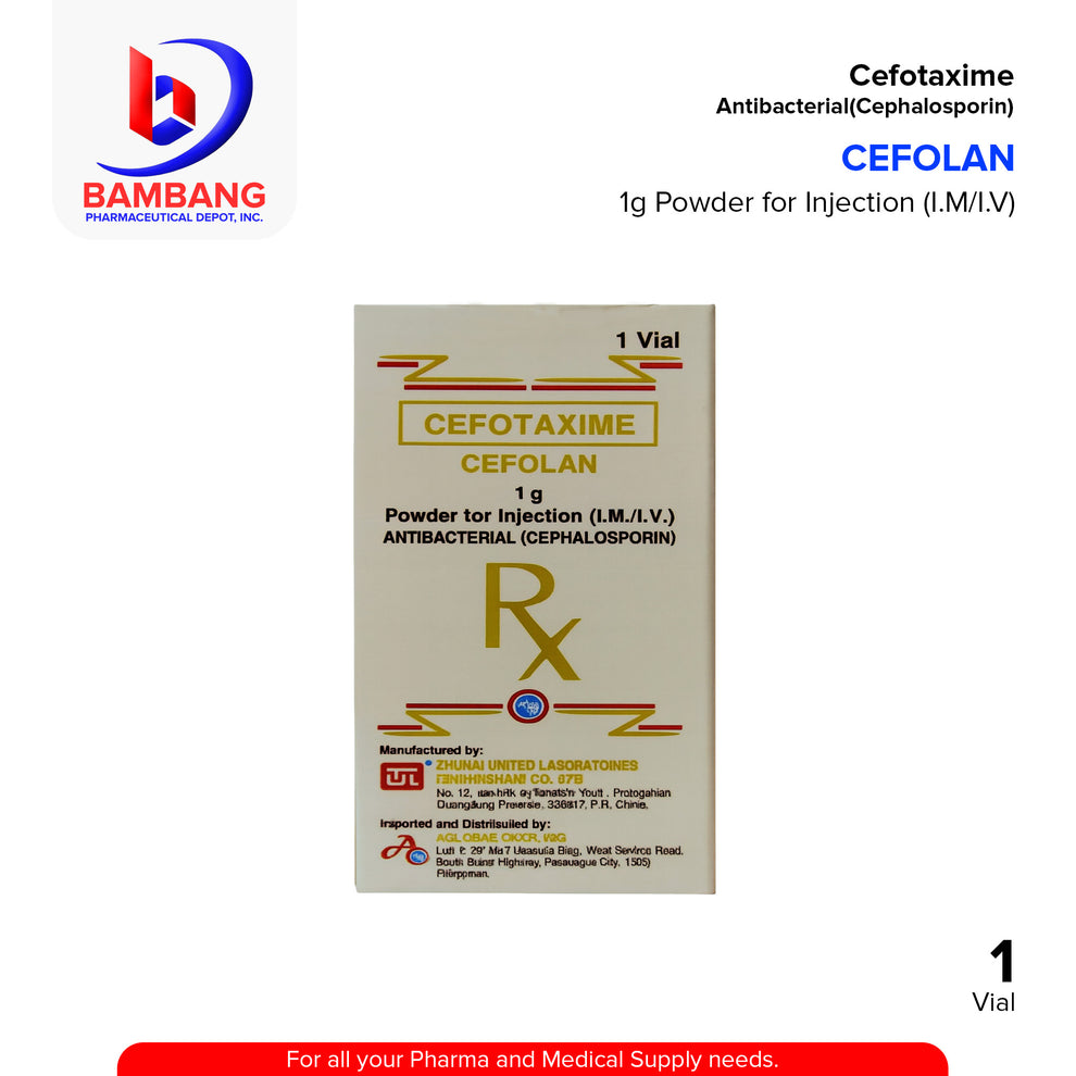 CEFOLAN Cefotaxime 1g Powder for Injection (I.M/I.V) Antibacterial Via ...