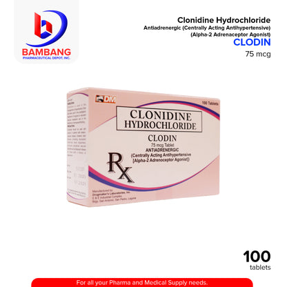 CLODIN Clonidine Hydrochloride Antihypertensive 150mcg Tablet 100's