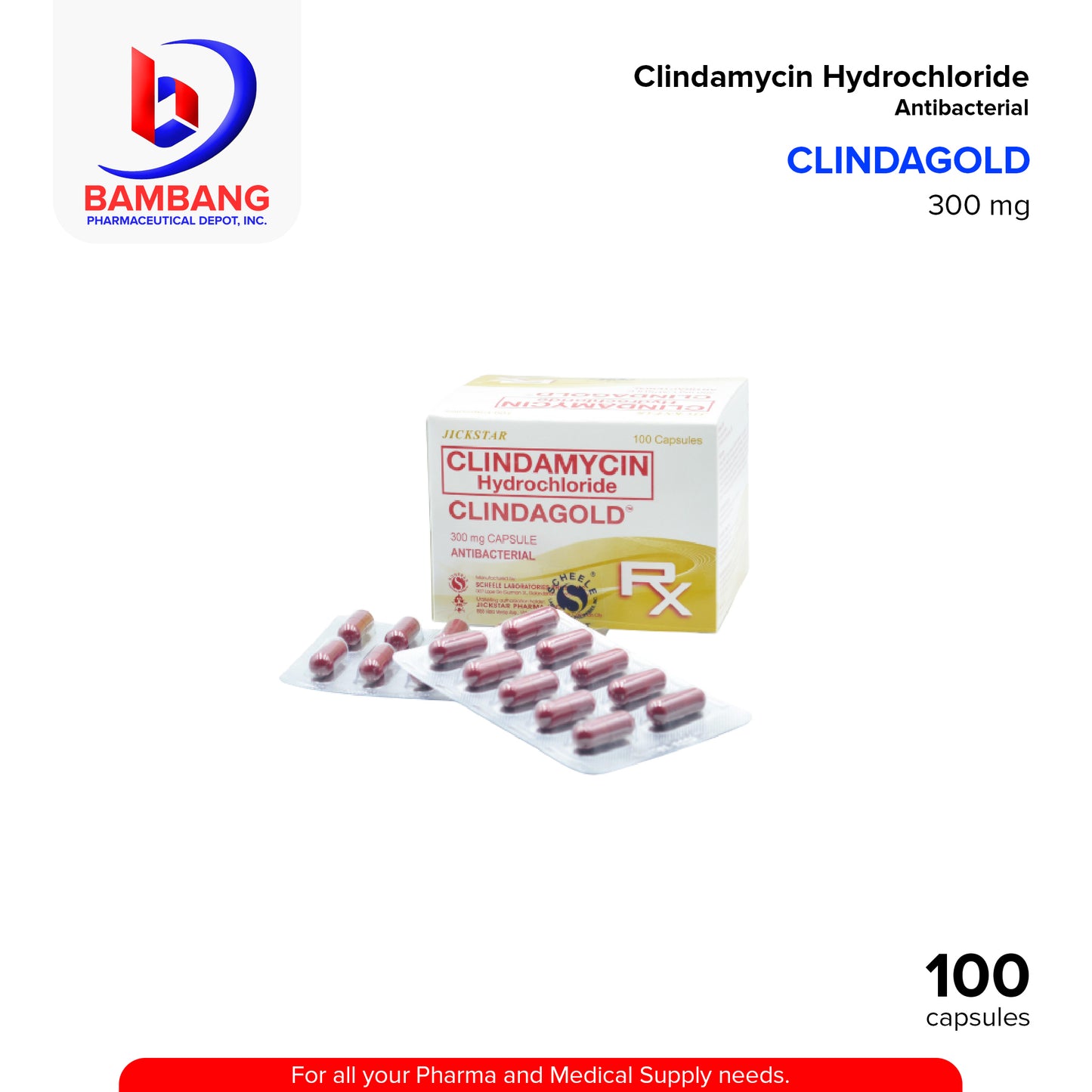 CLINDAGOLD Clindamycin Hydrochloride 150mg Capsule 100's