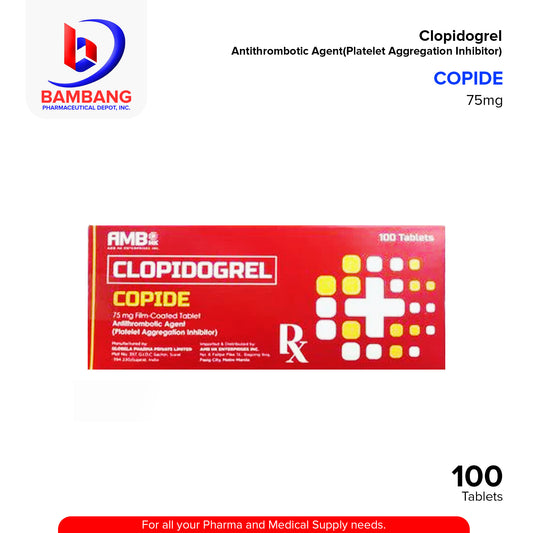 COPIDE Clopidogrel 75mg Film Coated Tablets 100's