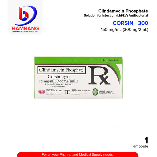 CORSIN Clindamycin Phospate 300/150mg/ml (300mg/2ml) Solution for Injection (IM/IV)
