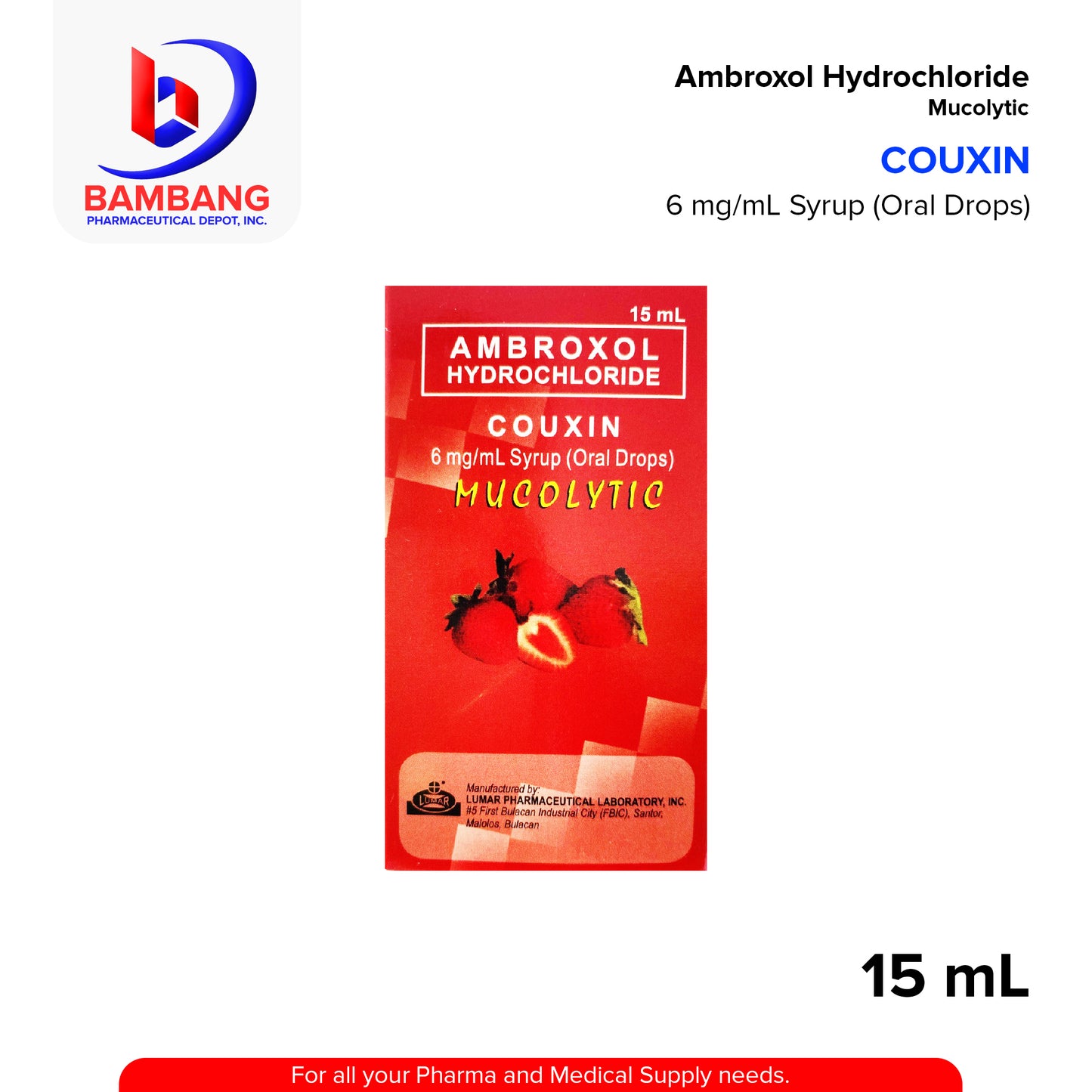 COUXIN Ambroxol HCI 6mg/ml Syrup (Oral Drops) 15ml