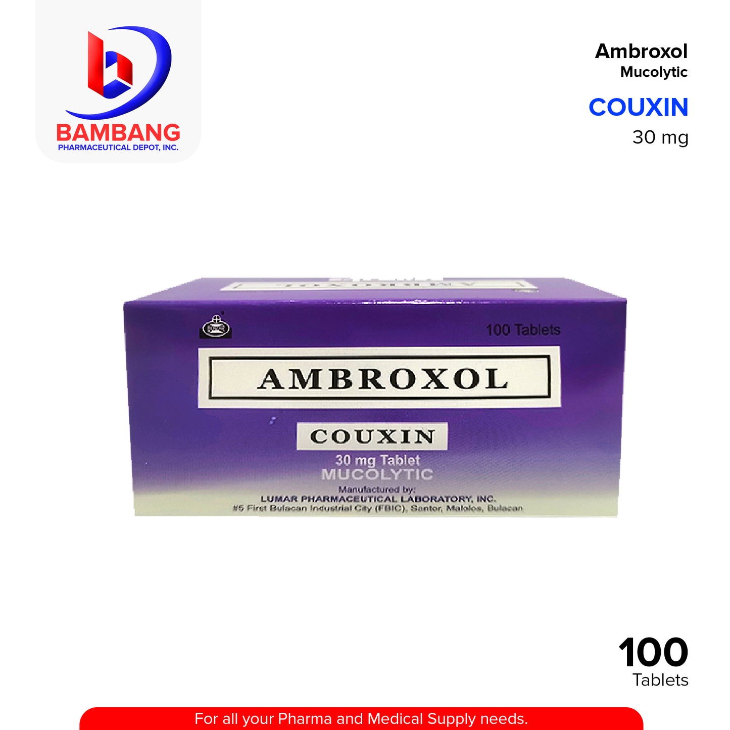 COUXIN Ambroxol HCI Mucolytic 30mg Tablet 100's