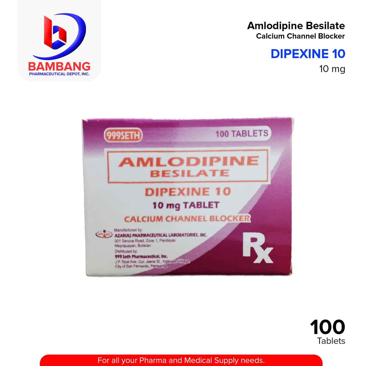 Amlodipine (Dipexine) 10mg Tablet 100's