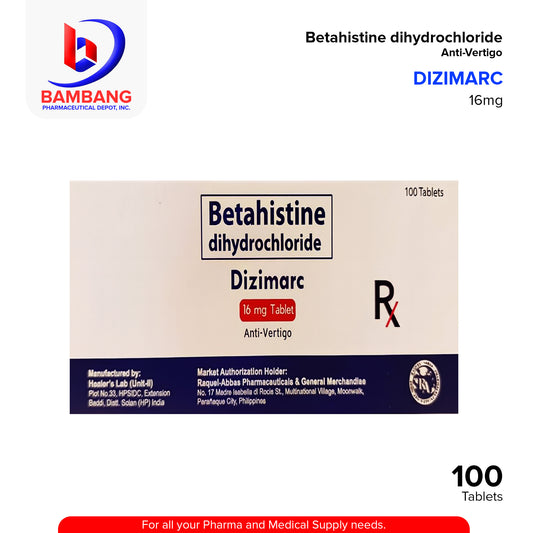 DIZIMARC Betahistine Dihydrochloride 16mg Aniti Verttigo Tablet 100's