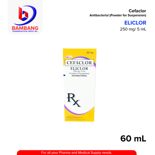 ELICLOR Cefaclor Anti Bacterial Powder for Suspension 250mg Syrup 60ml