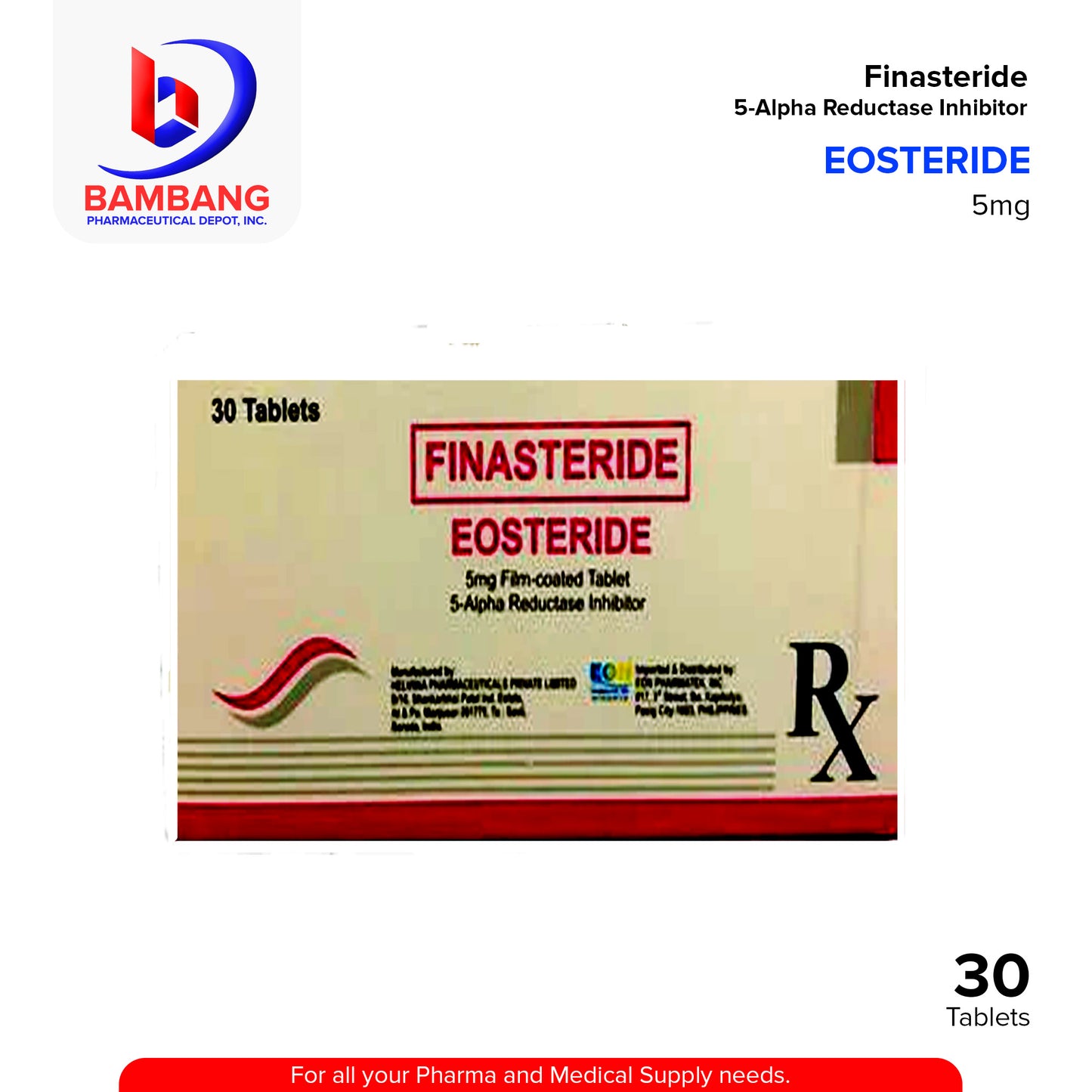 EOSTERIDE Finasteride 5mg Film Coated Tablet 30's