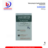 EUROVAN Vancomycin Hydrochloride 500mg Powder for Injection Vial Antibacterial 1's