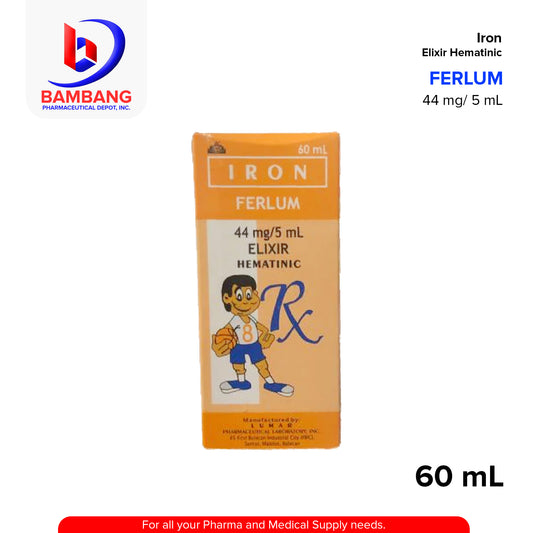 FERLUM Ferrous Sulfate 44mg/5ml Elixir Mineral Syrup 60ml