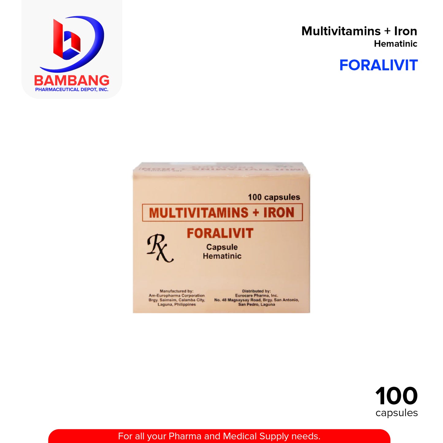 FORALIVIT Multivitamins + Iron Hematinic 100's