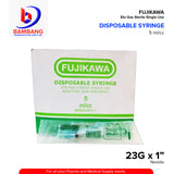 FUJIKAWA Disposable Syringe 5ml/cc Needle 23g x 1"