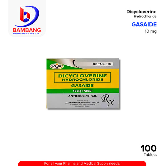 GASAIDE Dicycloverine Hydrochloride 10mg Tablet 100's