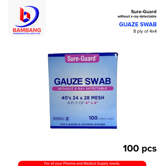 SUREGUARD Gauze Swab 24x28 8ply of 4" x 4" Mesh Sterile Pads 100's