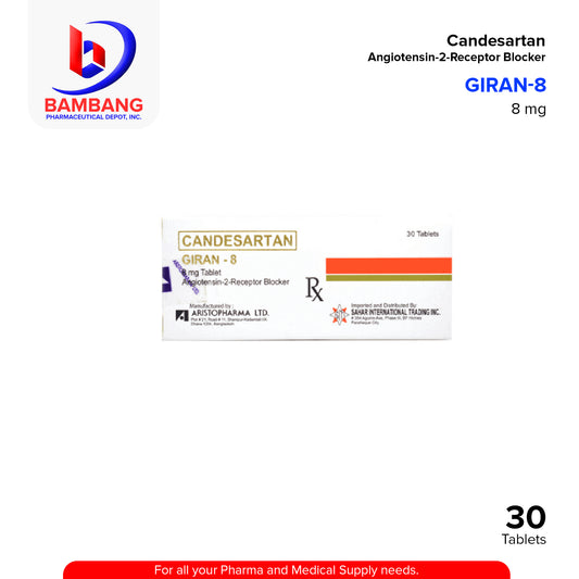 Candesartan (Giran 8) 8mg Angiotensin 2 Receptor Blocker Tablet 30's