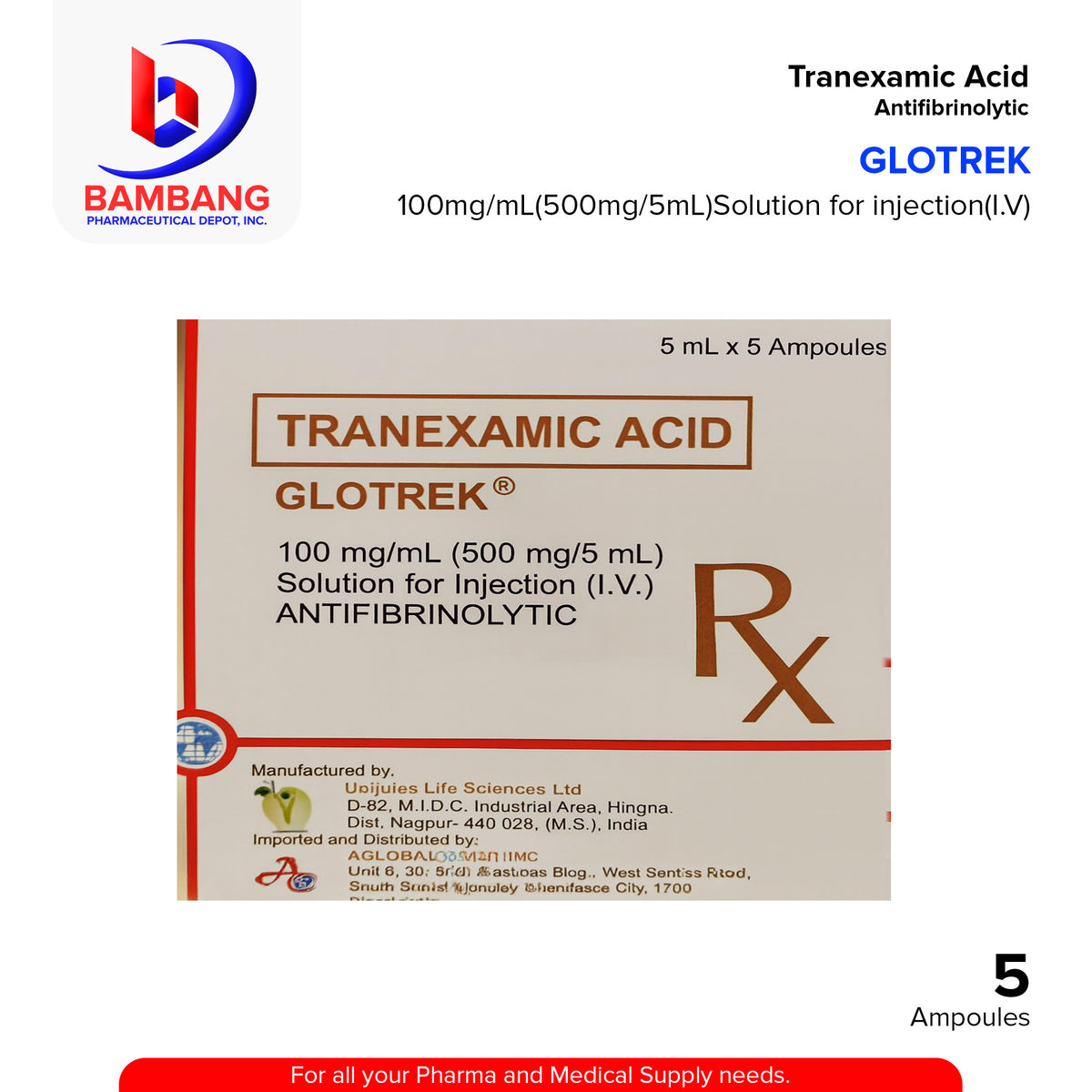 TRANEXAMIC ACID 500MG LÀ THUỐC ĐIỀU TRỊ CẦM MÁU HIỆU QUẢ