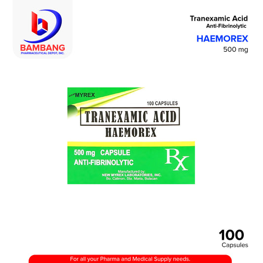 HAEMOREX Tranexamic Acid 500mg Capsule 100's