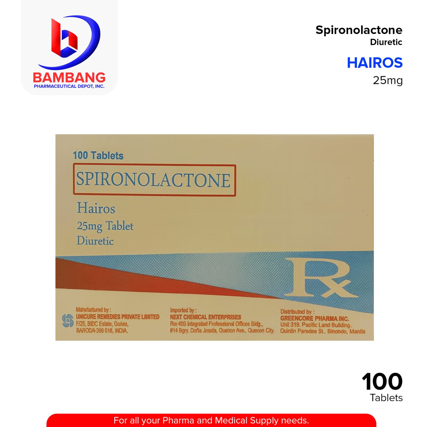 HAIROS Spironolactone 25mg Tablets