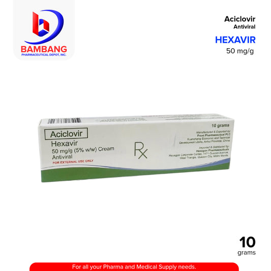 HEXAVIR Aciclovir 50mg/g (5% w/w) Antiviral Cream 10g