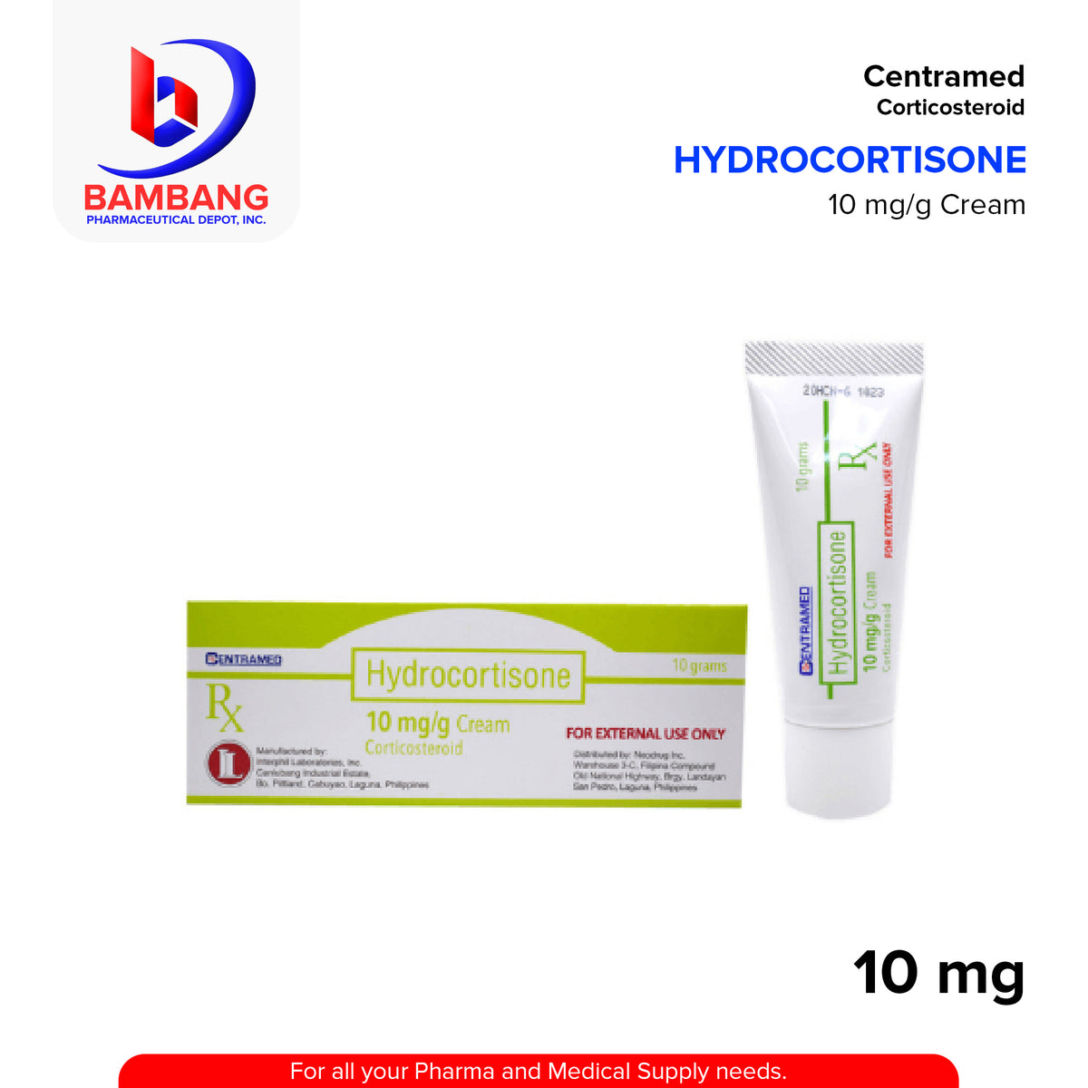 CENTRAMED Hydrocortisone 10mg/g Cream 10g – Bambang Pharmaceutical ...