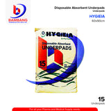 HYGIEIA Disposable Absorbent Underpads Size 60 x 90cm Underpads 10's