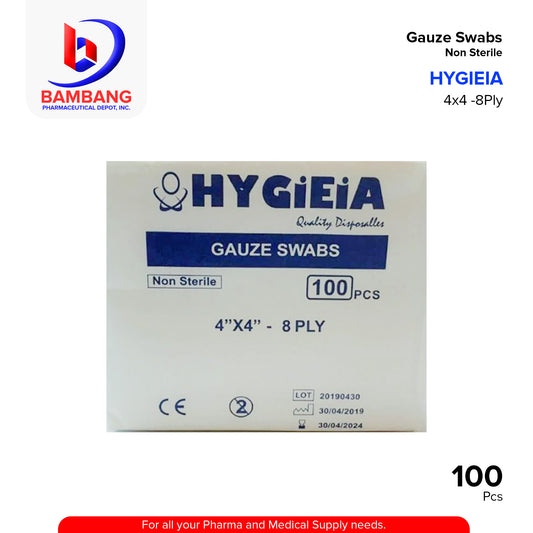 HYGIEIA Gauze Swab Non Sterile 4" x 4" 8Ply Pieces 100's