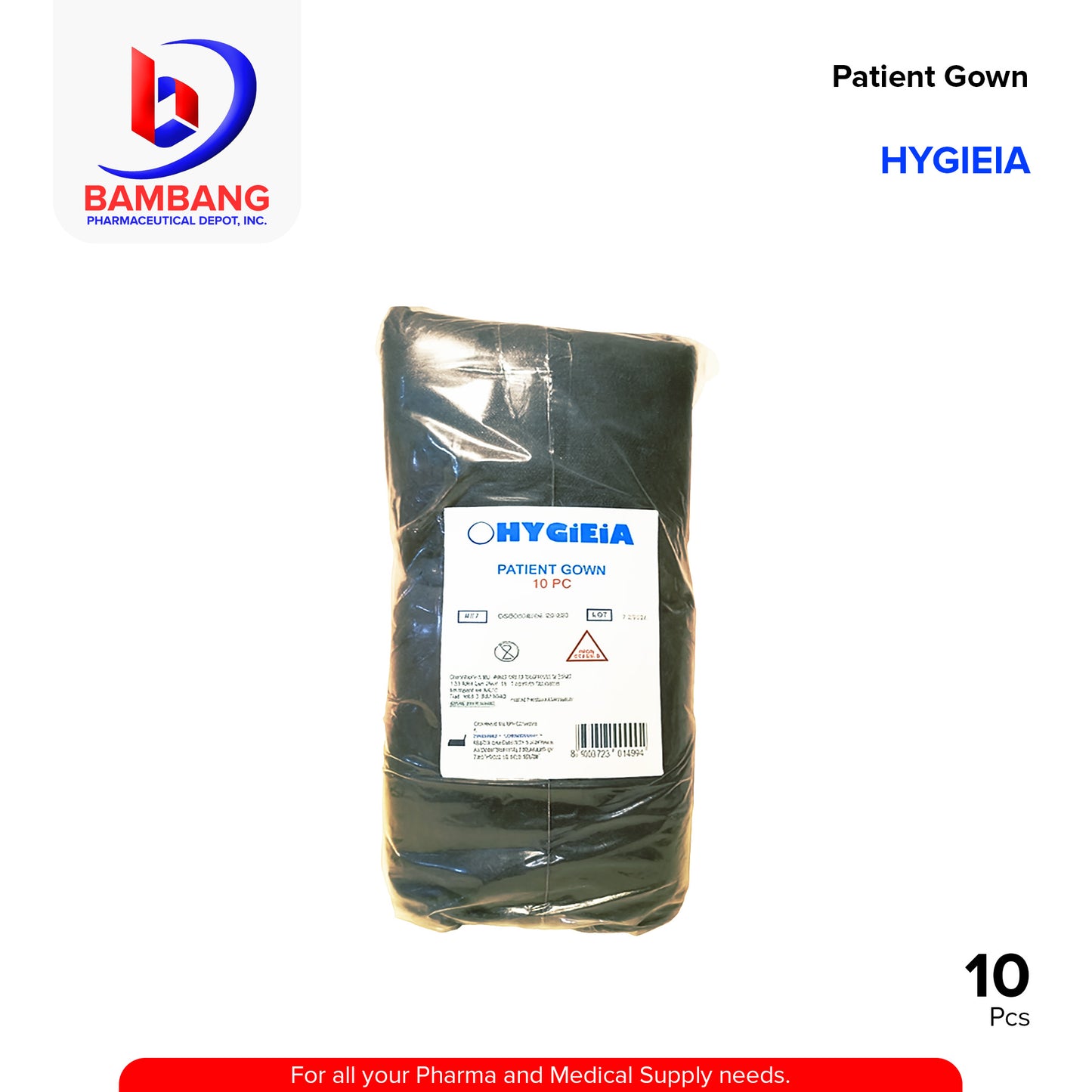 HYGIEIA Patient Gown Pieces 10's