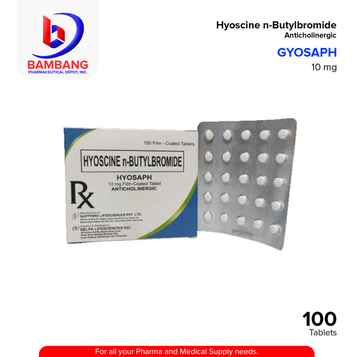 Hyoscine N Butylbromide (Hyosaph) 10mg Film Coated Tablet 100's ...