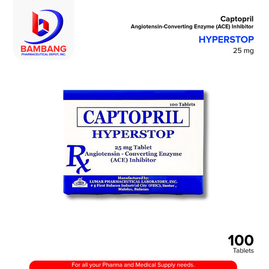HYPERSTOP Captopril 25mg Angiotensin Converting Enzyme Tablet 100's