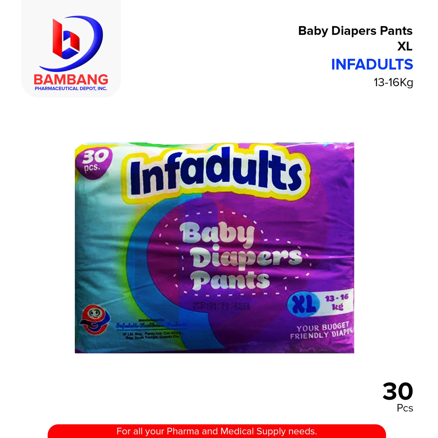 INFADULTS Baby Diaper Pants Your Budget Friendly Diaper (Extra Large) Pieces 30's