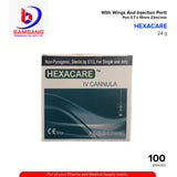 HEXACARE IV Cannula With Wings And Injection Port 0.7 x 19mm 23ml/min 24g 100's