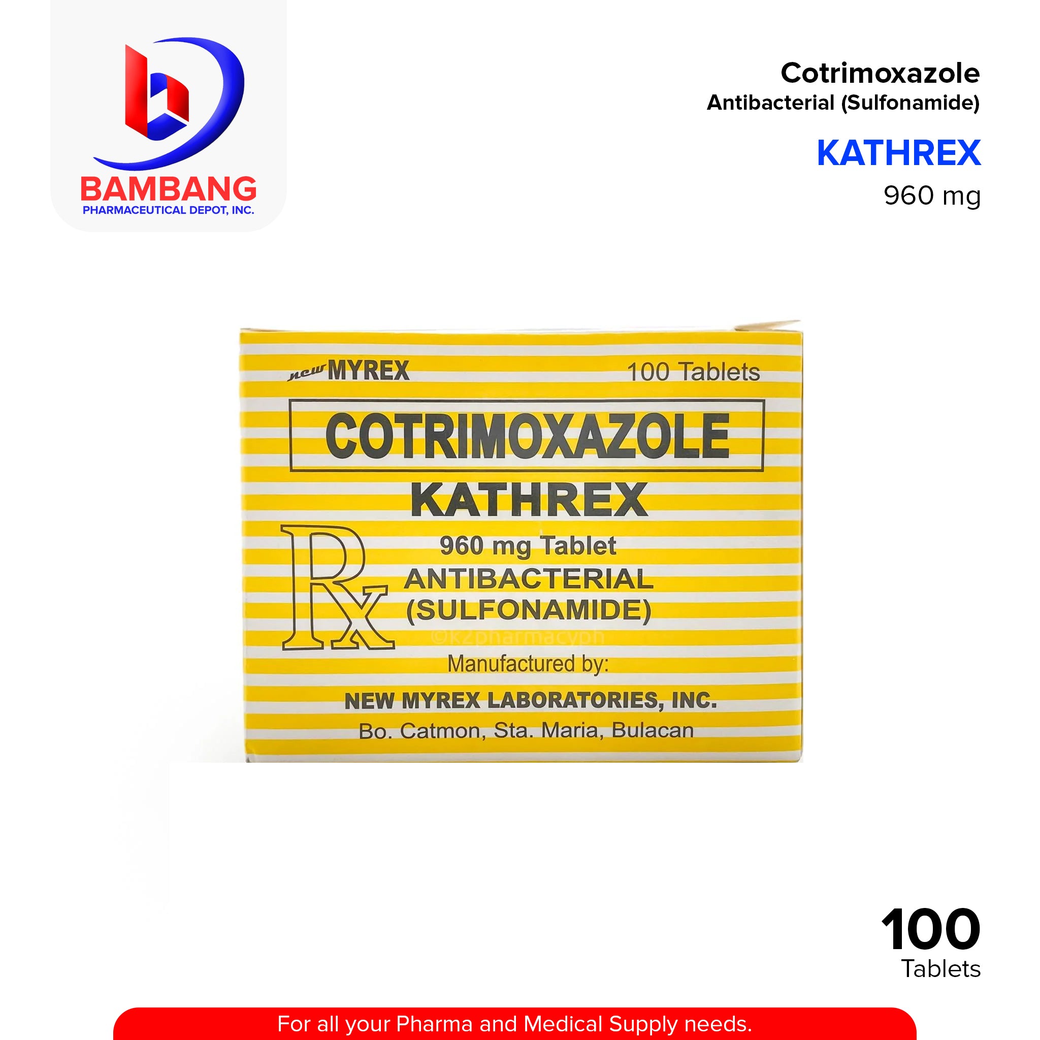 KATHREX Cotrimoxazole 960mg Tablet 100's – Bambang Pharmaceutical Depot ...