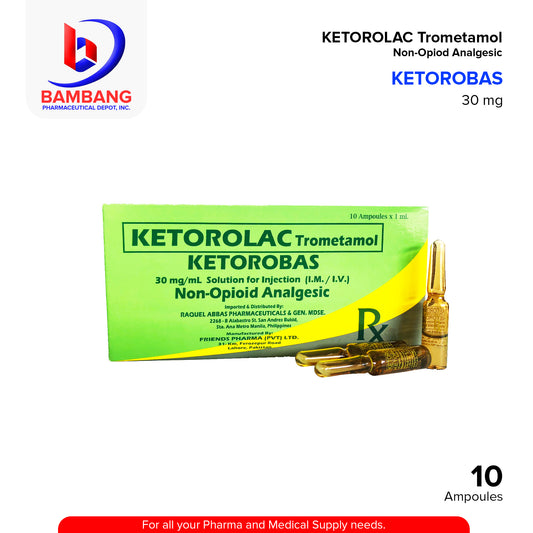 KETOROBAS Ketorolac Trometamol 30mg/ml Solution for Injection I.M/I.V 1ml x Ampoule 10's