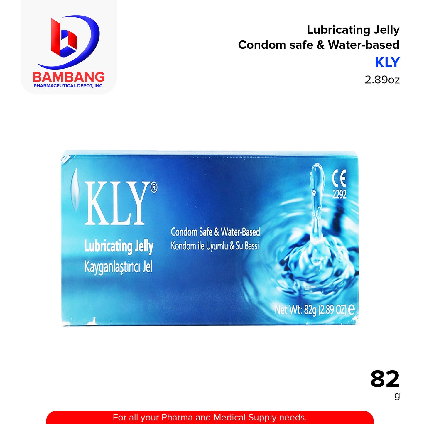 KLY Lubricating Jelly Condom Safe & Water Based 82g