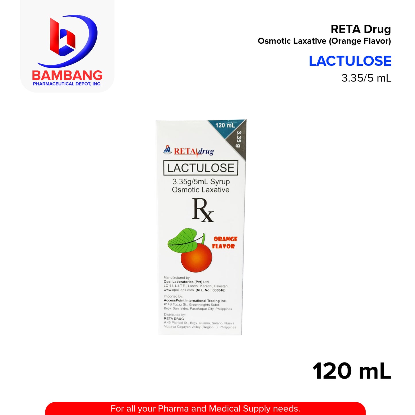 RETA Lactulose 3.35g/5ml Syrup 120ml