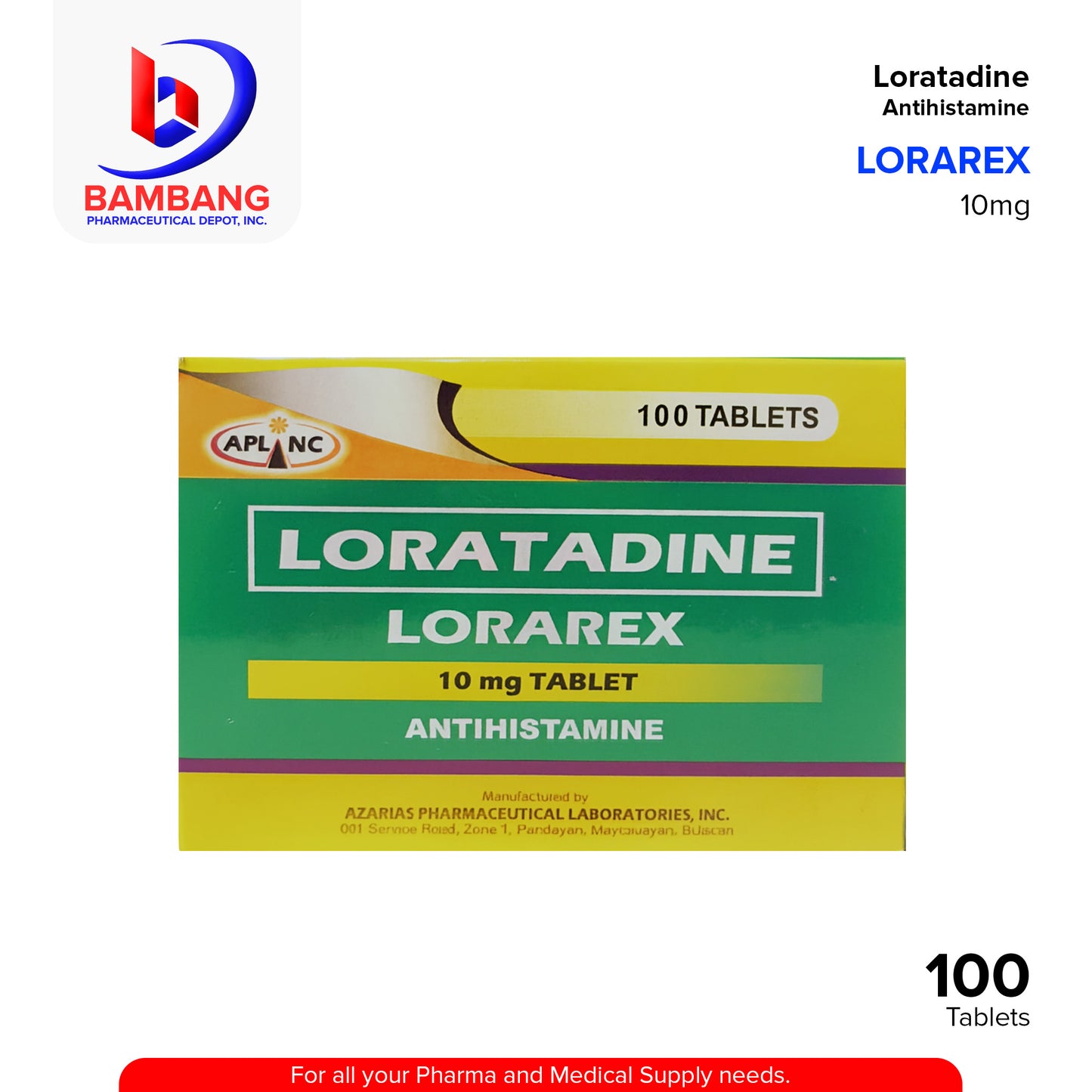 LORAREX Loratadine 10mg Tablet 100's