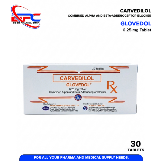 GLOVEDOL Carvedilol 6.25mg Tablet 30's