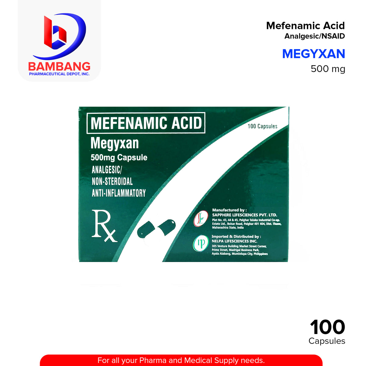 MEGYXAN Mefenamic Acid 500mg Capsule 100's – Bambang Pharmaceutical ...