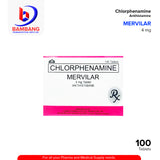 MERVILAR Chlorphenamine 4mg Tablet 100's