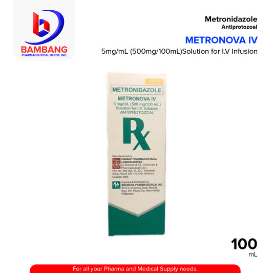 METRONOVA IV Metronidazole 5mg/ml 500mg/100ml Solution for I.V. Infusion 100'ml